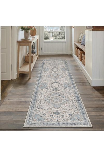 Generic Vintage Hallway Runner Rug 60x240cm Blue Washable Rugs Non Slip Long ...