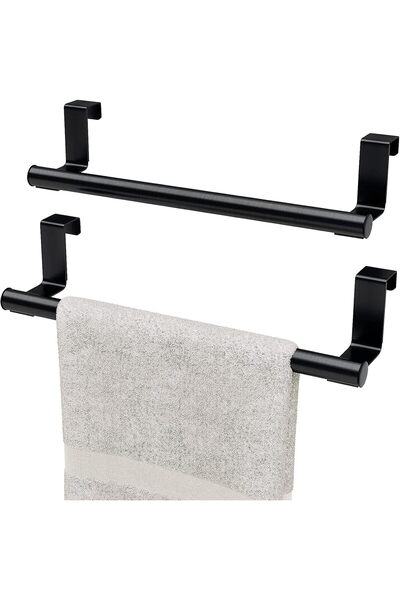 Generic 2 Pack Over the Door Towel Rail, Black Kitchen Towel Holder With Prot...