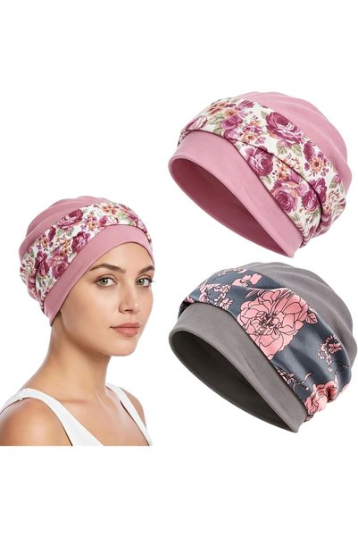 Generic Floral Turban Headwraps for Women, 2 Pcs Bohemian Cross Stretch Beani...
