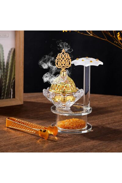 Generic Crystal Incense Burner with Tongs, Arabic Incense Holder, Stylish Aro...