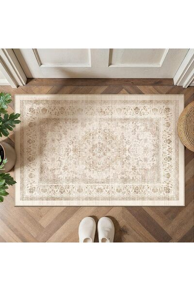 Generic Vintage Door Mat 60x90cm Beige Non Slip Rug Retro Washable Carpet Ent...