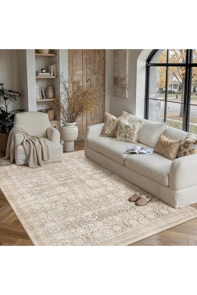 Generic Vintage Living Room Rug 160x230cm Retro Washable Carpets Beige Large ...