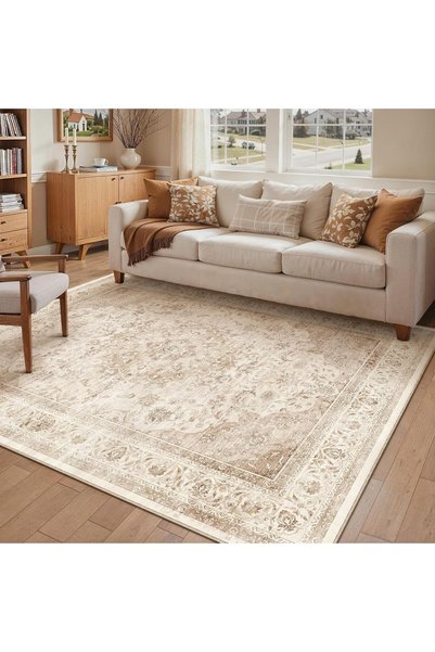 Generic Vintage Living Room Rug 160x230cm Beige Large Non Slip Area Rugs Retr...