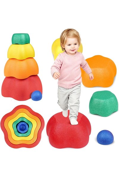 Generic Balance Stepping Stones for Kids, Flower Shaped Sensory Obstacle Cour...