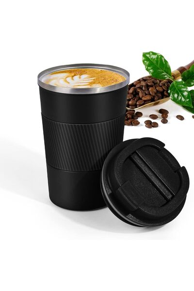 Generic كوب قهوة للسفر، سعة 380 مل، مصنوع من الفولاذ المقاوم للصدأ، معزول حرا...