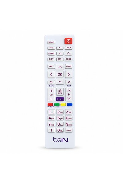 BURAQ جهاز تحكم عن بعد لجهاز استقبال beIN، باللون الأبيض.