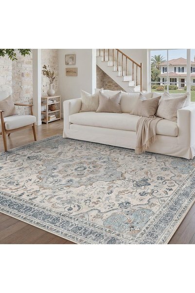 Generic Vintage Living Room Rug 160x230cm Blue Retro Washable Non Slip Carpet...