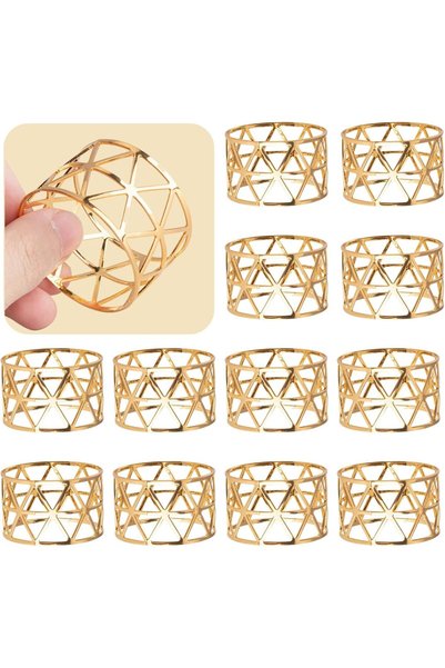 Generic Napkin Rings, Gold Napkin Rings Set of 12, Holiday Napkin Holders for...