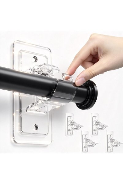 Generic Self Adhesive Curtain Rod Brackets, No Drill Curtain Rod Holders with...