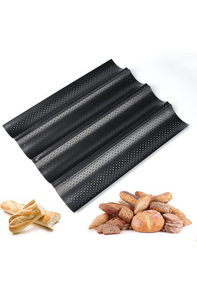 Generic قالب خبز غير لاصق مثقب لصنع الباجيت الفرنسي، صينية خبز للرغيف الفرنسي...