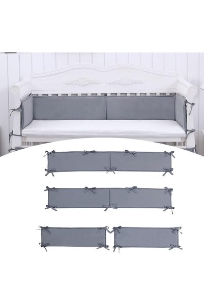 Generic 4-Piece Breathable Mesh Liner for Baby Cot, 4-Side Netting Guard, Sol...