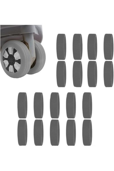 Generic Silver Luggage Wheel Guard - 16pcs Silicone Covers, Reduces Noise