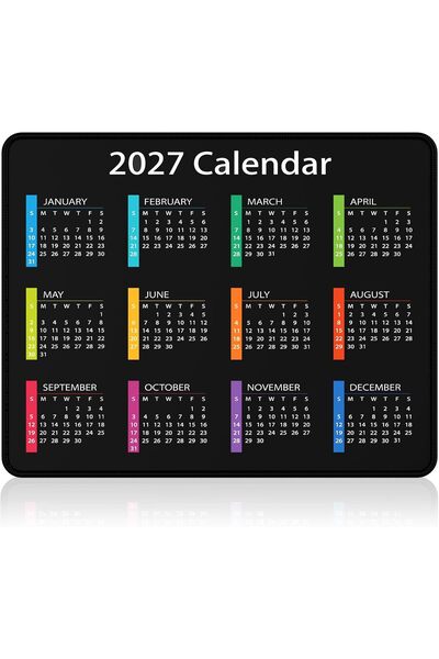 Generic لوحة ماوس تقويم 2027 غير قابلة للانزلاق، لوحة ماوس صغيرة للمكتب، ملونة