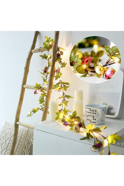 Generic Artificial Rose Flower Vine String Lights, 6 Ft 20 LED Battery Operat...