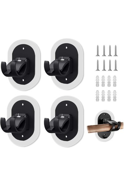 Generic 4 PCS Curtain Rod Bracket Holder, Universal Self Adhesive Wall Mount ...