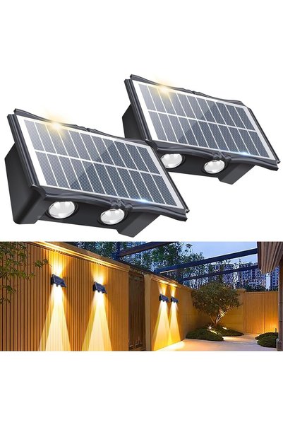 Generic Solar Wall Lights Outdoor, 2 Pack Solar Powered Deck Lights Up and Do...