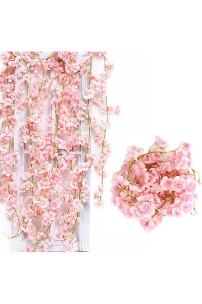 Generic Cherry Blossom Garland 3 Pcs, 180cm Pink Artificial Silk Sakura Flowe...