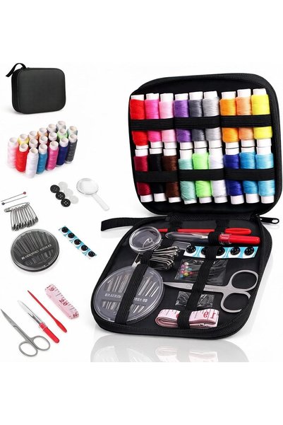Generic طقم خياطة محمول 86 قطعة، مستلزمات خياطة كاملة مع خيوط ومقص وإبر، للاس...