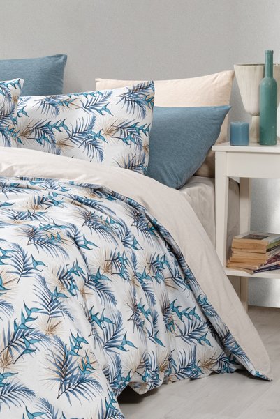 MyStory Home Double-Size Duvet Cover Set with Fitted Sheet, MicroMonblue