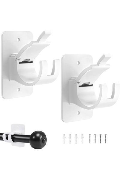 Generic 2 Pcs Curtain Rod Bracket Holder, Self Adhesive Curtain Rod Holder Ho...
