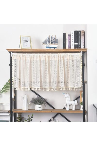 Generic Boho Sheer Curtain Valance Crochet Lace with Bohemian Hollow Knitted ...