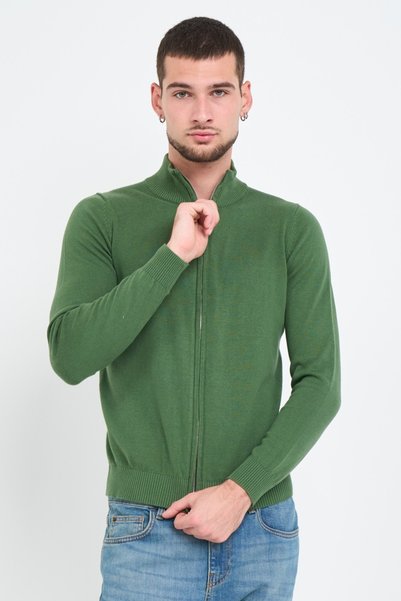Kenvelo - Pulover bărbat cu fermoar de culoare uniformă