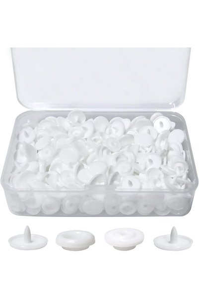 Generic T5 Plastic Snaps for Clothing and Crafts, 100 Sets White Round Resin ...