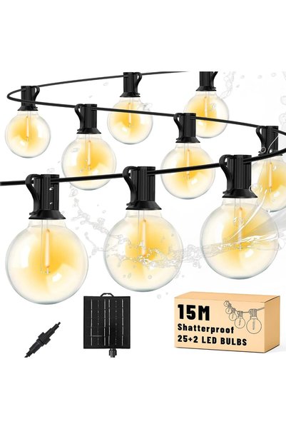 Generic Solar String Lights Outdoor, 15M/50FT G40 Solar Hanging Decorative St...