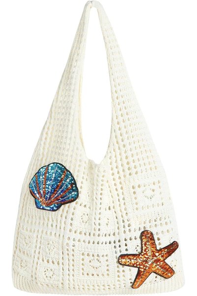 Generic Crochet Tote for Women, Mesh Beach Shoulder Purse, Summer Knitted Car...