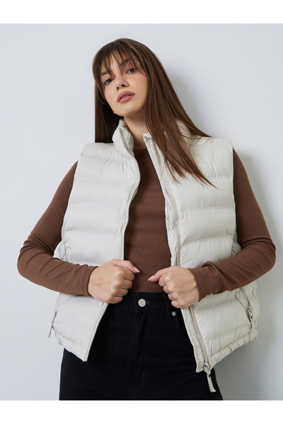 Styli Off White Short Length Padded Gilet