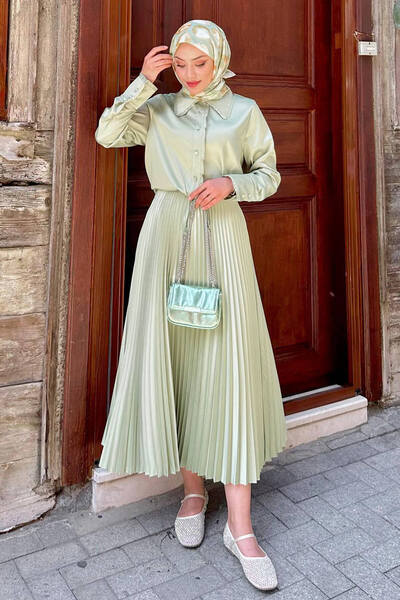 zenne 5005 Fusta plisată - VERDE MINT
