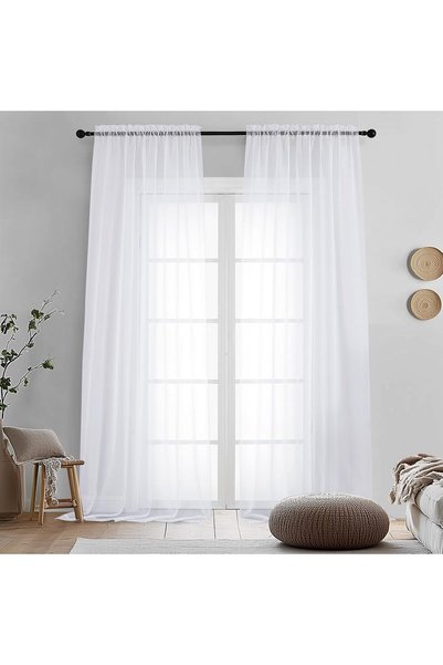 Generic 2 Panels White Sheer Curtains 96" Length for Bedroom, Elegant Light F...