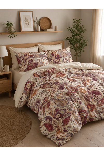 MyStory Home Double-Size Duvet Cover Set with Fitted Sheet, MicroSienna Beige