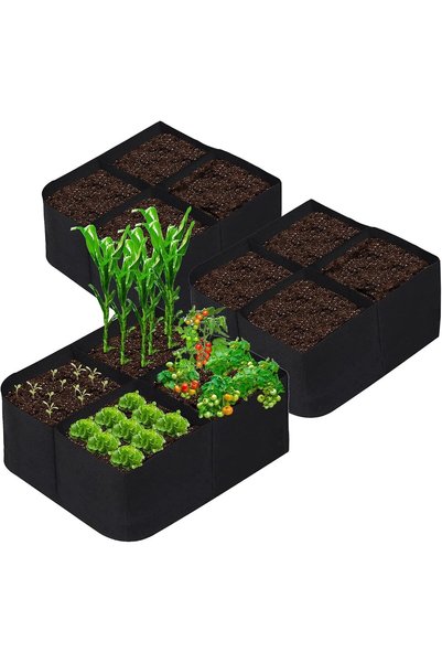 Generic أحواض زراعة خارجية من القماش بتصميم شبكي 4 أقسام، أكياس زراعة 2×2 قدم...