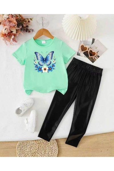 Take Two By Styli Green Printed Top and Trousers Set