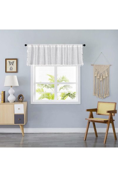 Generic Boho Sheer Curtain Valance Crochet Lace with Bohemian Hollow Knitted ...