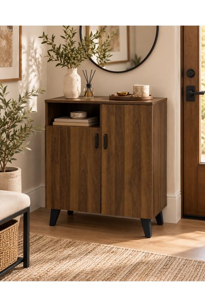 N.zone Modern Shoe Cabinet Versatile Stylish Design with Two Doors and Interi...