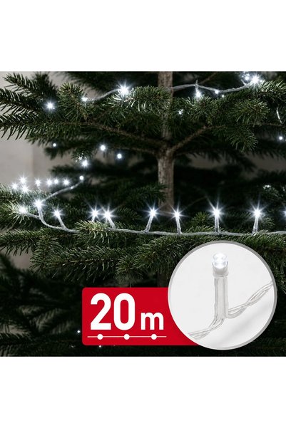Phenom Instalație de Crăciun LED Phenom, 20m, 400 LED-uri alb rece, 8 jocuri ...