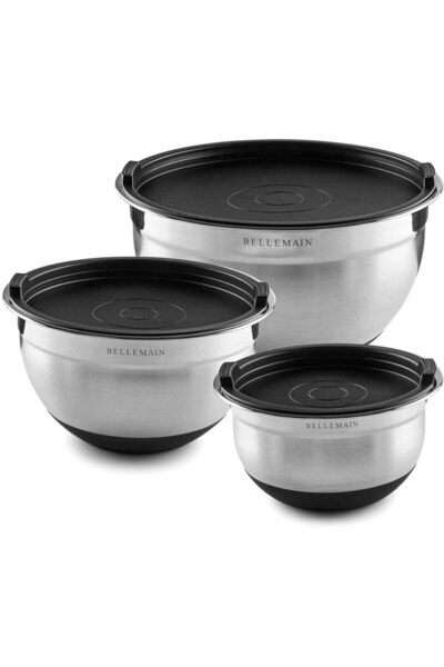 Generic Stainless Steel Salad Mixing Bowl Non Slip Silicone Bottom, Nesting M...
