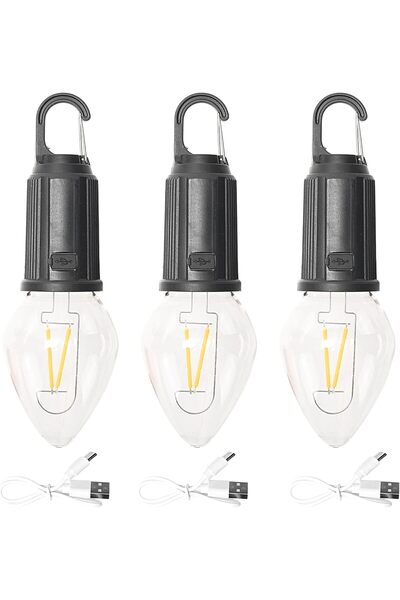 Generic 3-Pack Hanging Camping Light - Style 3 - USB Rechargeable LED Lantern...