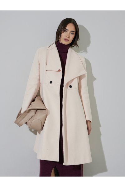 Styli LONG LINE REGULAR FIT BUTTONED WOOL LOOK COAT 105
