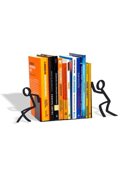 Generic Figurine Bookends with Funny Little Character Figures Holding Books, ...