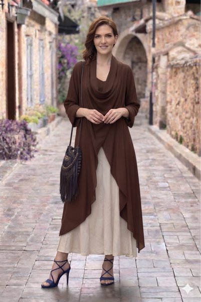 Nevin Kaya Moda Brown Infinity Tunic