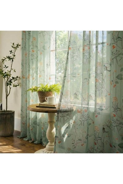 Generic Sage Green Curtains for Living Room 84 Inches Long 2 Panels Set Leaf ...
