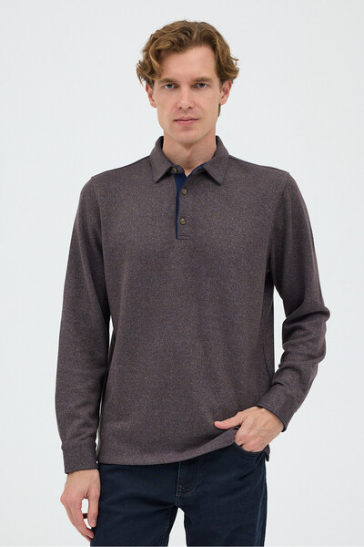 ENQUE Men's Polo Neck Long Sleeve Sweatshirt