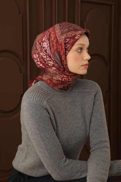 Silk Home Velora Scarf, Ethnic Burgundy