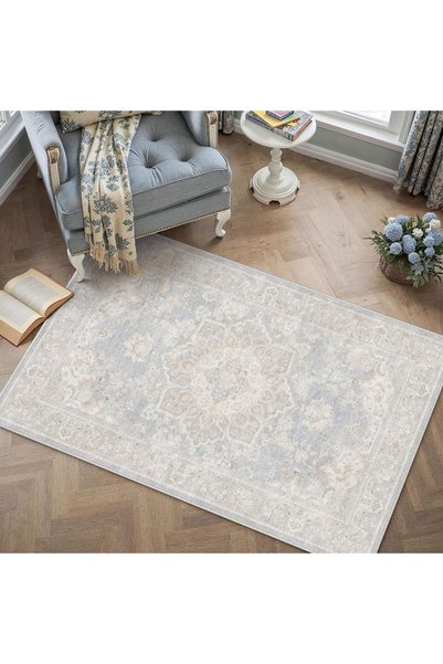 Generic Vintage Living Room Rug 120x170cm Large Blue Washable Area Rugs Retro...