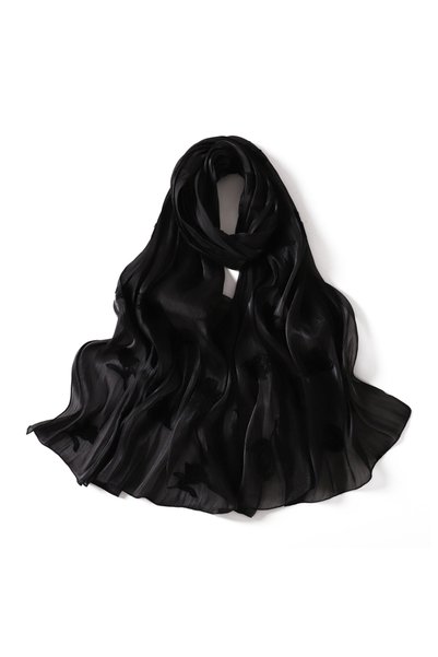 Take Two By Styli Black Chiffon Hijab with Floral Embroidery