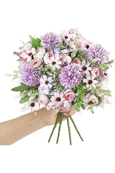 Generic 4 Bunches Purple Artificial Peony Bouquet Flowers, Faux Flower Arrang...