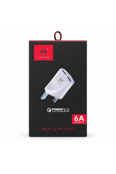 BURAQ شاحن حائط مزدوج بمنفذ USB-A، يدعم تقنية الشحن السريع 3.0، تيار خرج 6 أم...